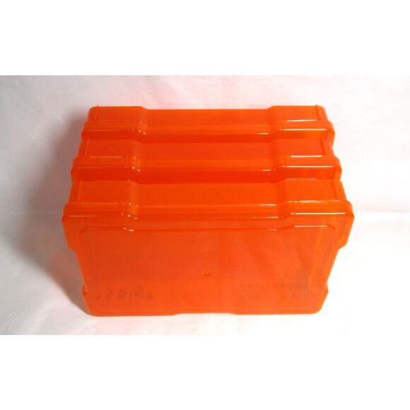 Bright Creations Three Orange Storage Boxes Plastic Transparent Snap Lid 4x6 Ins - Picture 3 of 3